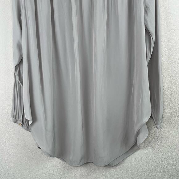 Calypso St. Barth Gray Semi-Sheer Long Sleeve V-Neck Popover Tunic Blouse Large - Picture 9 of 13